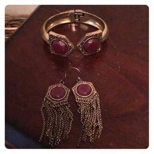 Bohemian bracelet and earrings by Lucky Brand